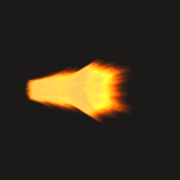 A brief rifle muzzle flash spreads into a shaped burst and fades